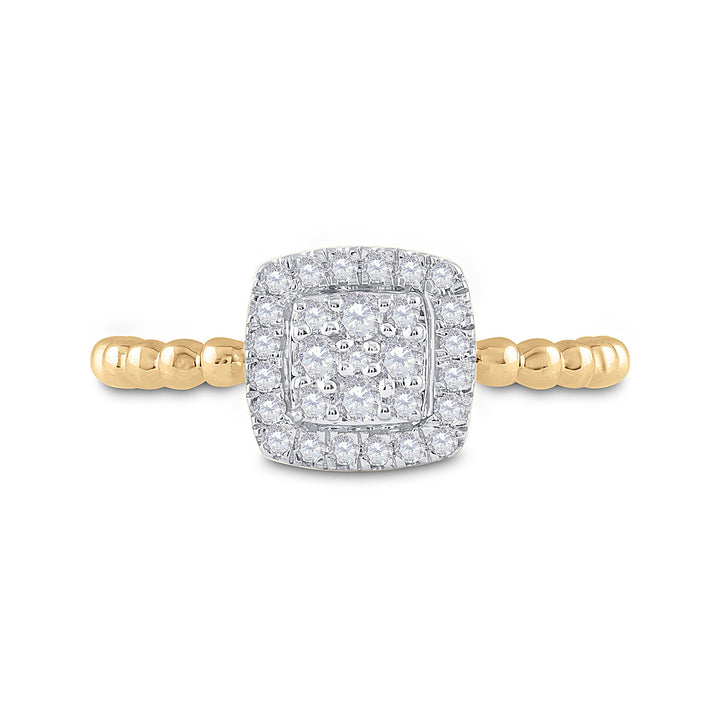 10kt Yellow Gold Womens Round Diamond Square Ring 1/3 Cttw