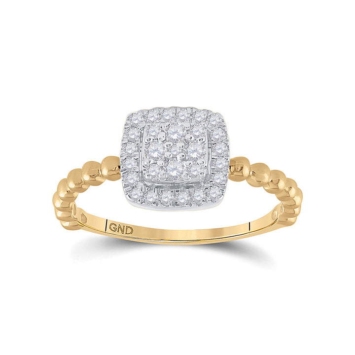 10kt Yellow Gold Womens Round Diamond Square Ring 1/3 Cttw