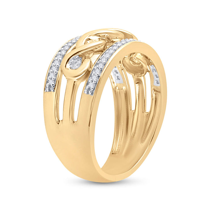 10kt Yellow Gold Womens Round Diamond Twist Scroll Band Ring 1/4 Cttw