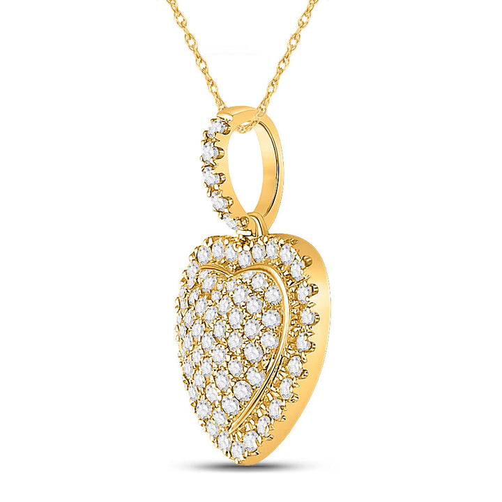 14kt Yellow Gold Womens Round Diamond Heart Pendant 1/2 Cttw