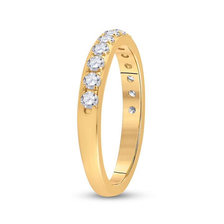 14kt Yellow Gold Womens Round Diamond Wedding Single Row Band 1/2 Cttw