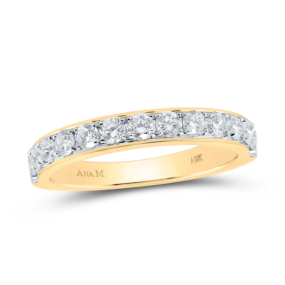 14kt Yellow Gold Womens Round Diamond Wedding Single Row Band 1/2 Cttw