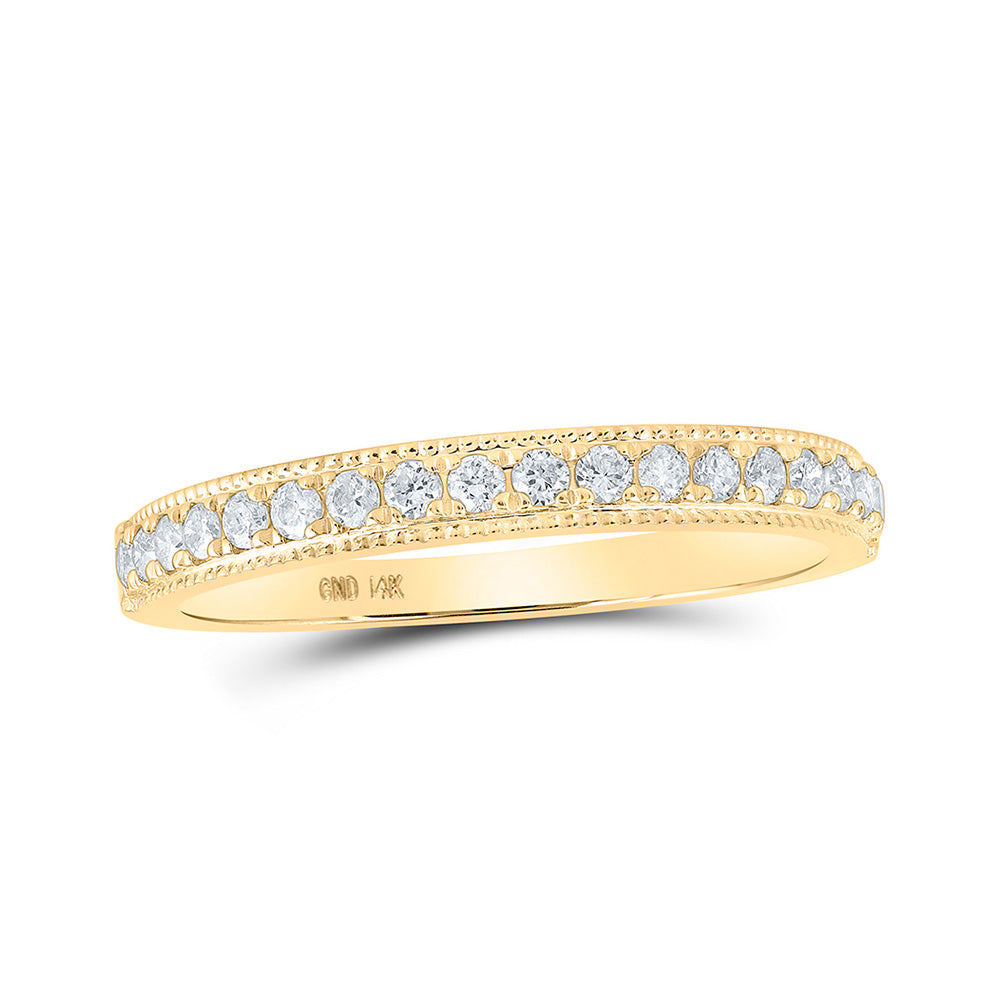 14kt Yellow Gold Womens Round Diamond Single Row Band Ring 1/4 Cttw