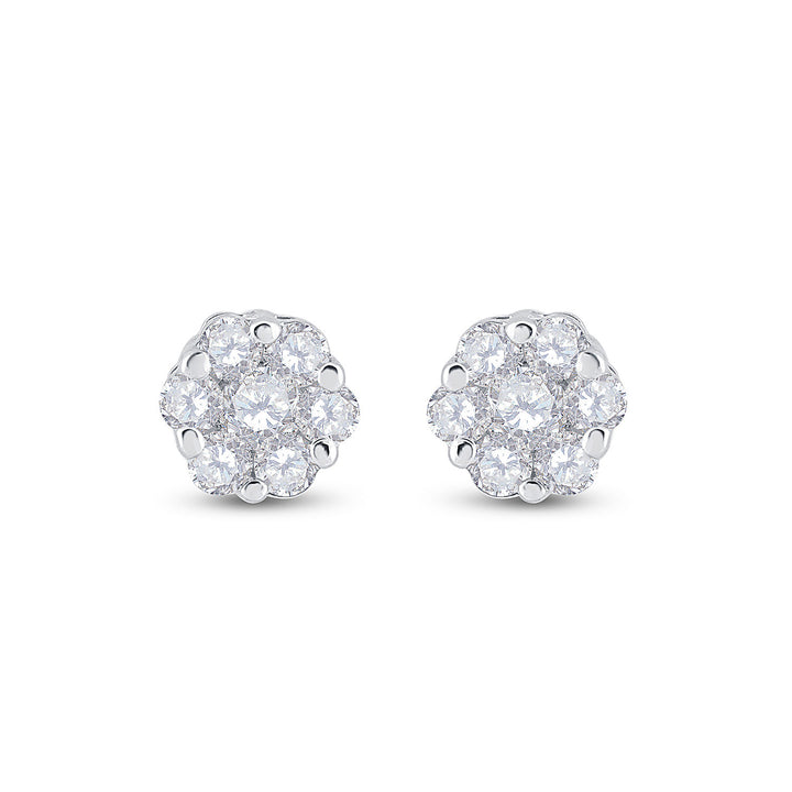 10kt White Gold Womens Round Diamond Cluster Earrings 1/6 Cttw