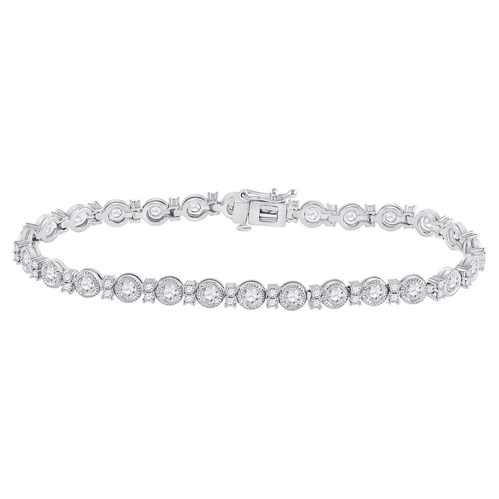 14kt White Gold Womens Round Diamond Statement Tennis Bracelet 4 Cttw