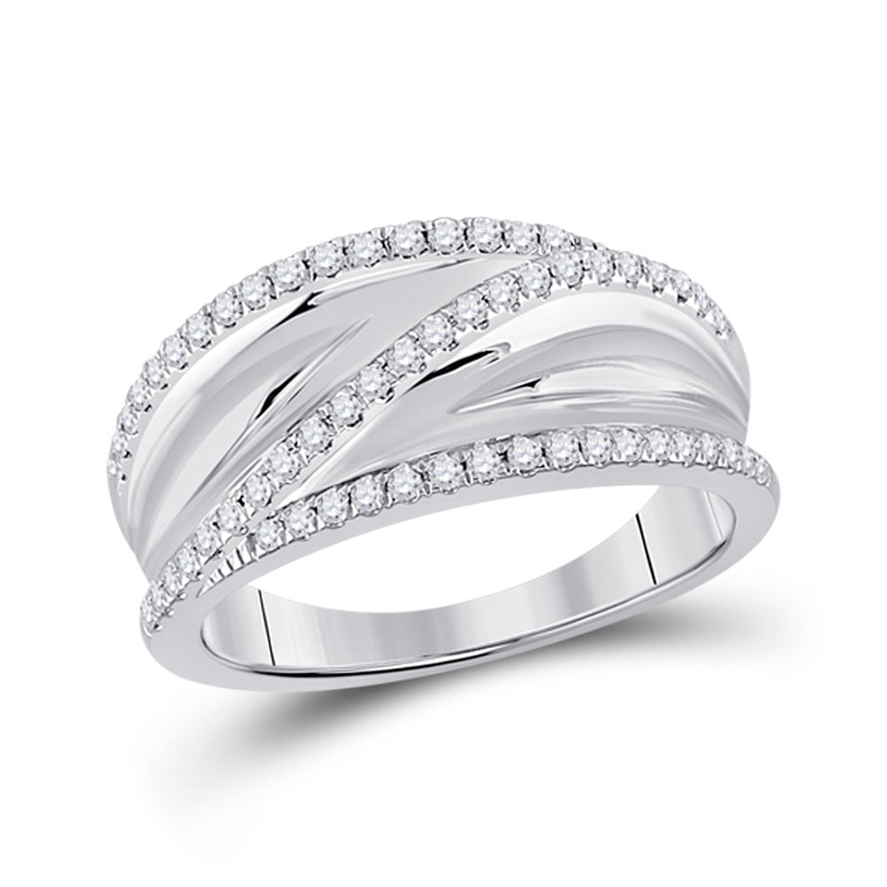 10kt White Gold Womens Round Diamond Band Ring 1/3 Cttw