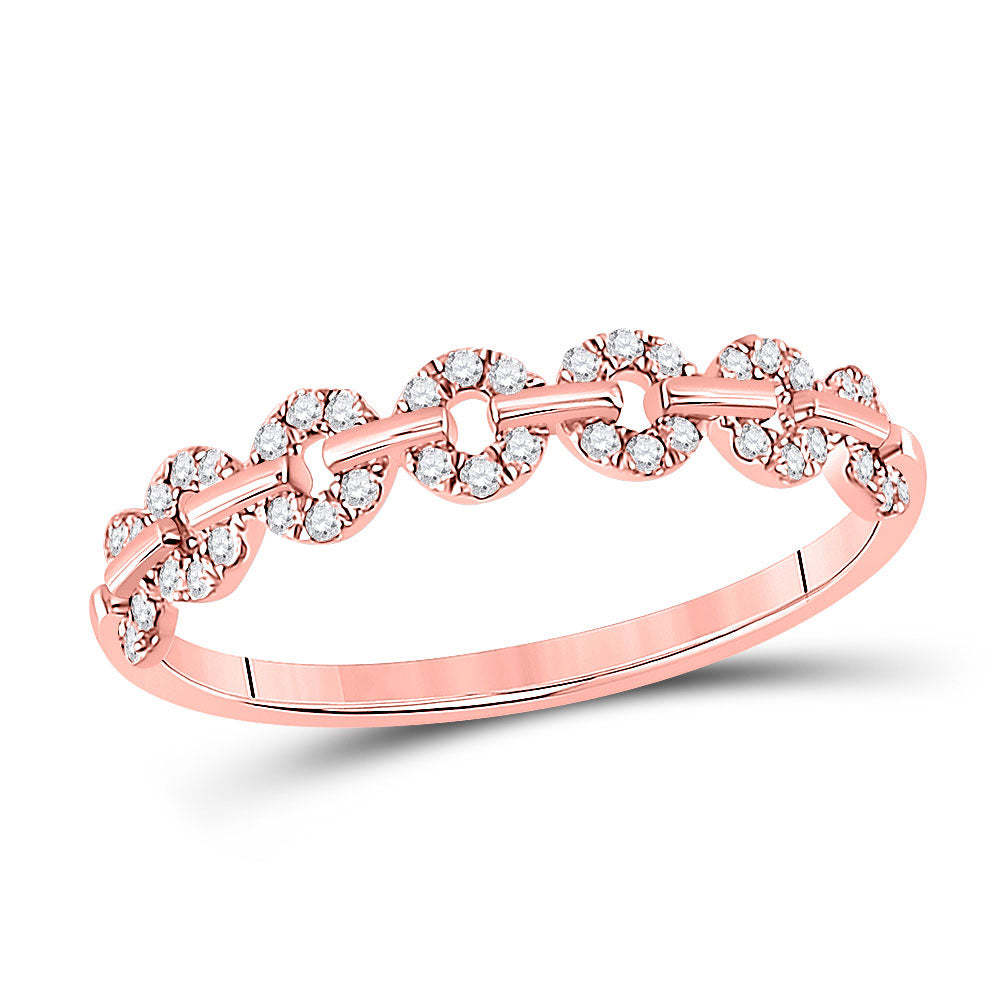 14kt Rose Gold Womens Round Diamond Stackable Band Ring 1/6 Cttw