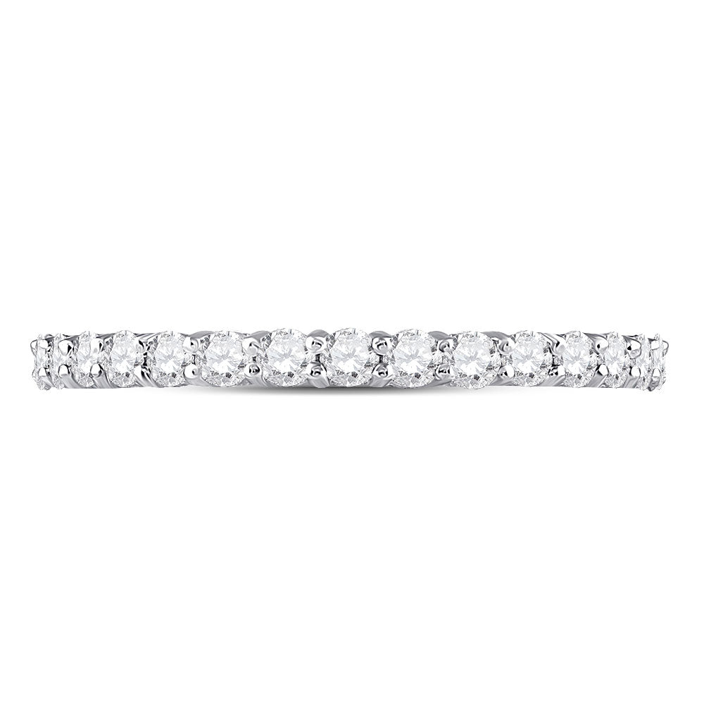 14kt White Gold Womens Round Diamond Eternity Wedding Band 1 Cttw