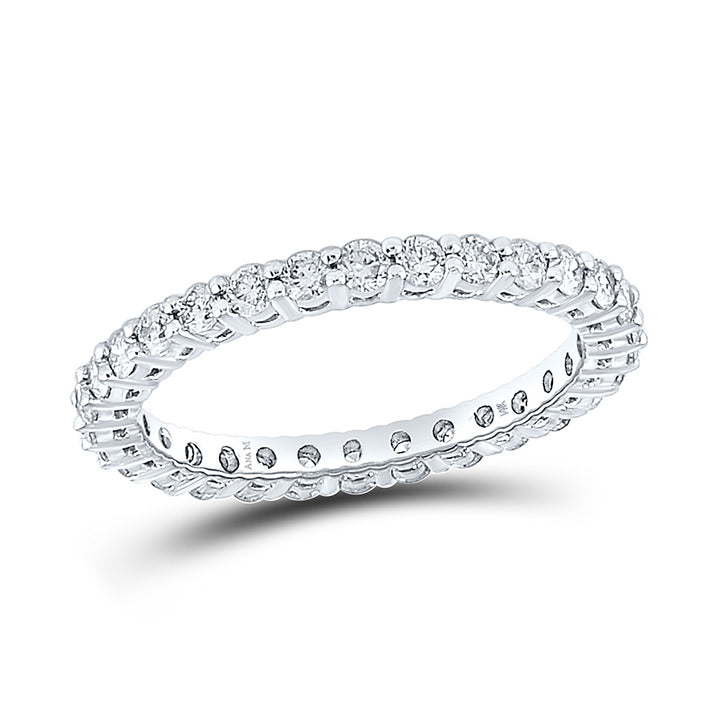 14kt White Gold Womens Round Diamond Eternity Wedding Band 1 Cttw