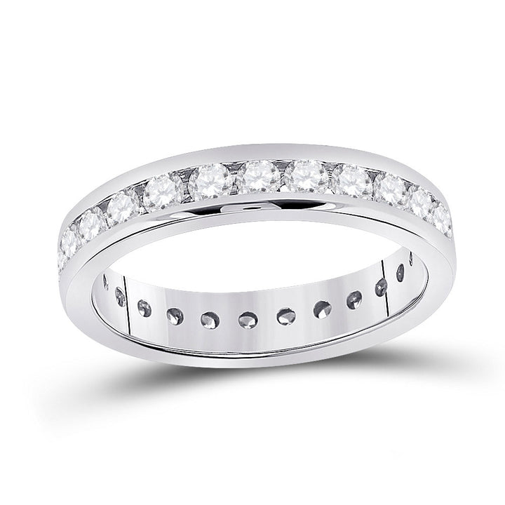 14kt White Gold Womens Round Diamond Eternity Wedding Band 1-1/2 Cttw