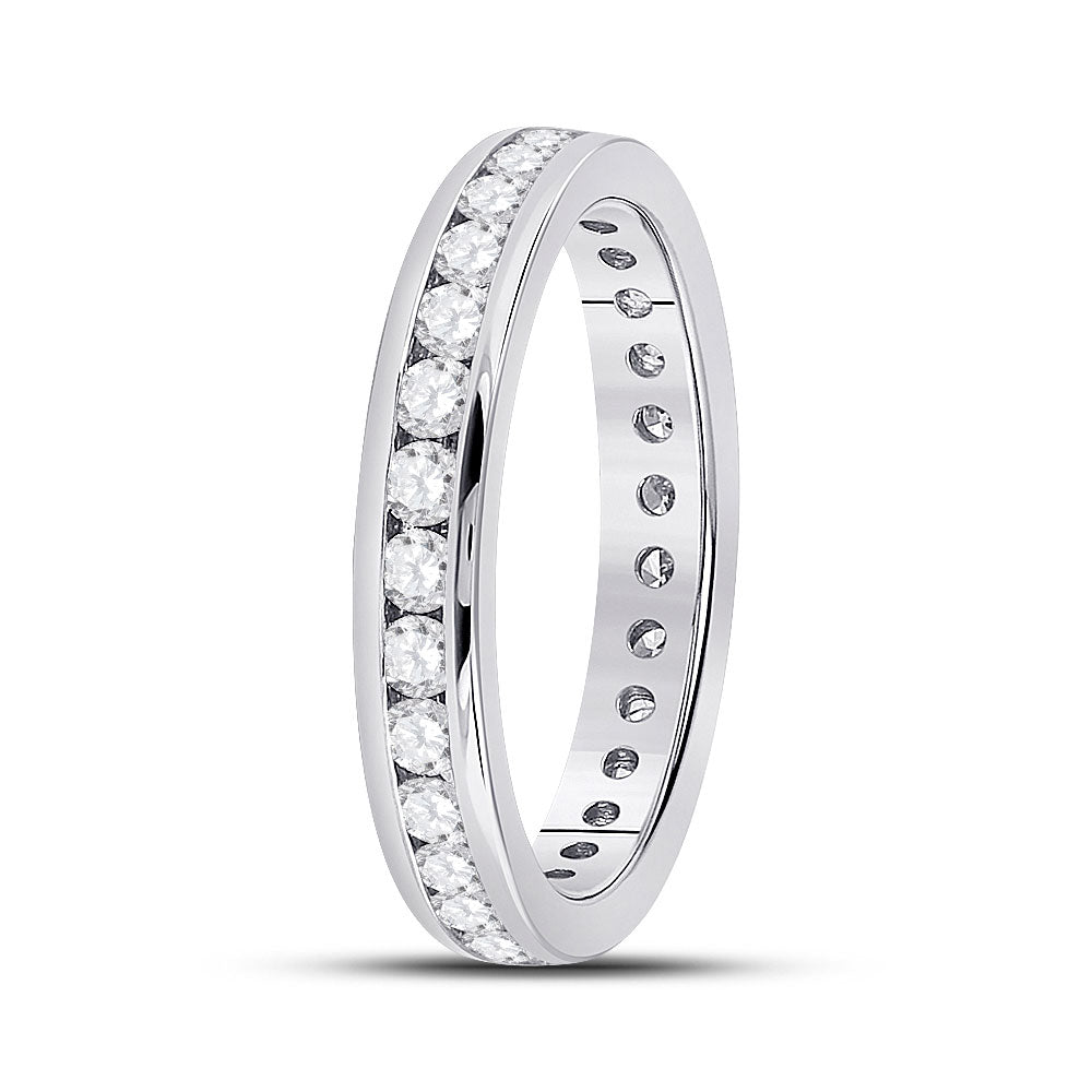 14kt White Gold Womens Round Diamond Eternity Wedding Band 1 Cttw