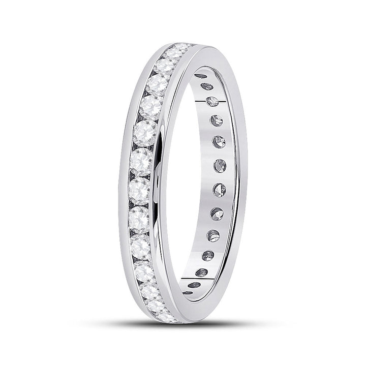 14kt White Gold Womens Round Diamond Eternity Wedding Band 1 Cttw