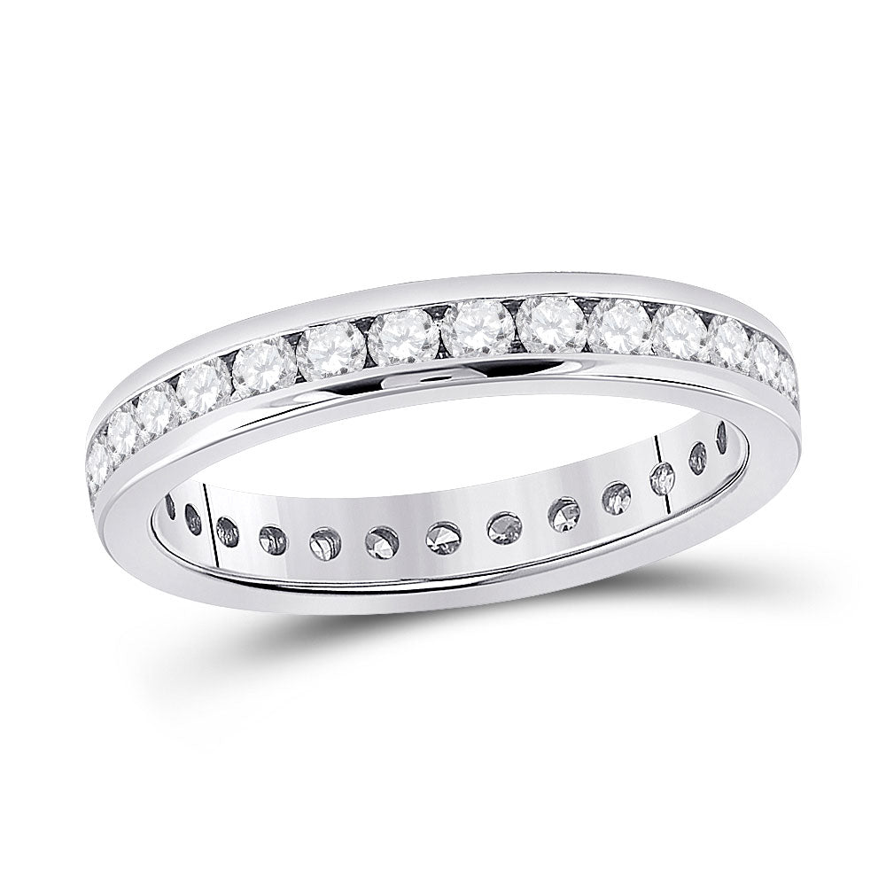 14kt White Gold Womens Round Diamond Eternity Wedding Band 1 Cttw