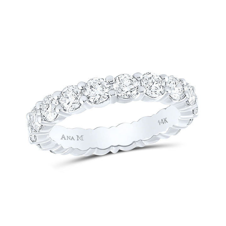 14kt White Gold Womens Round Diamond Eternity Wedding Band 3 Cttw