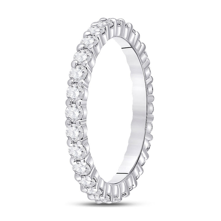 14kt White Gold Womens Round Diamond Eternity Wedding Band 1 Cttw