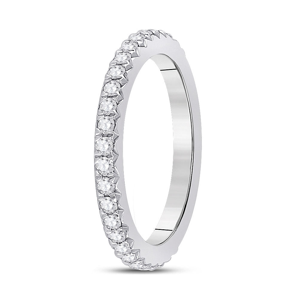 14kt White Gold Womens Round Diamond Eternity Wedding Band 3/4 Cttw