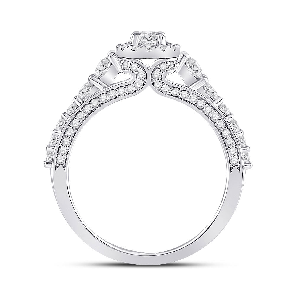 14kt White Gold Oval Diamond Halo Bridal Wedding Engagement Ring 1-1/4 Cttw