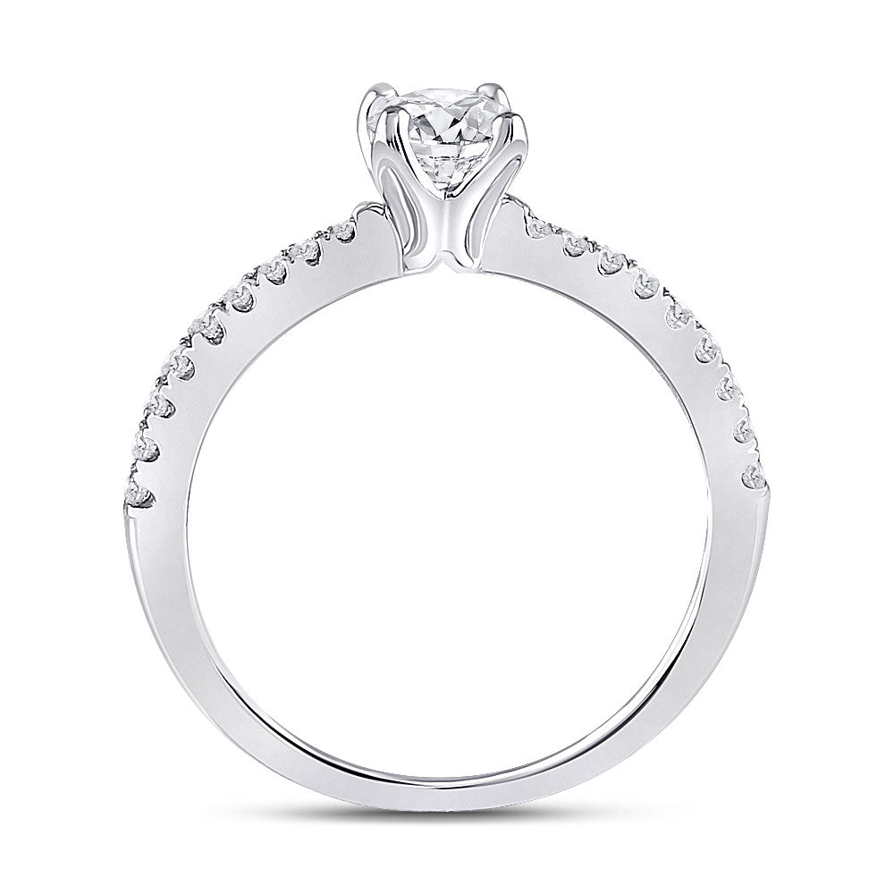 14kt White Gold Round Diamond Solitaire Bridal Wedding Engagement Ring 3/4 Cttw