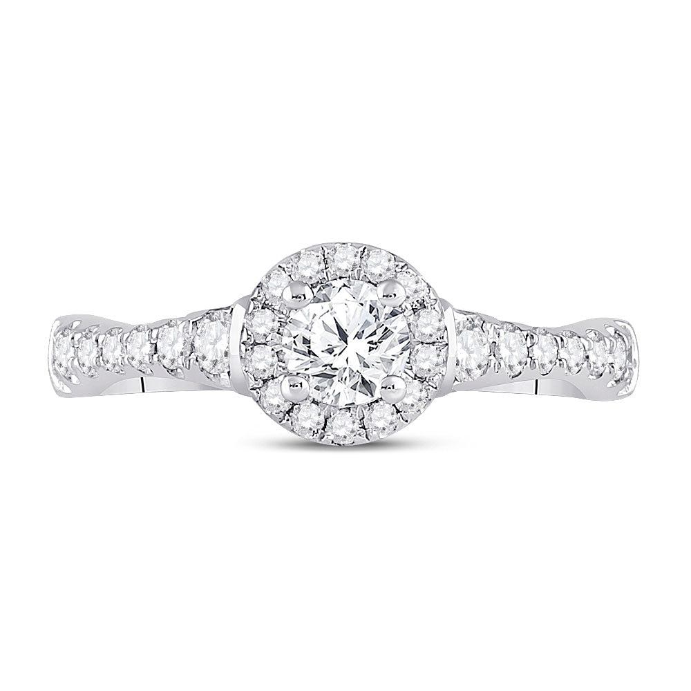 14kt White Gold Round Diamond Solitaire Bridal Wedding Engagement Ring 7/8 Cttw