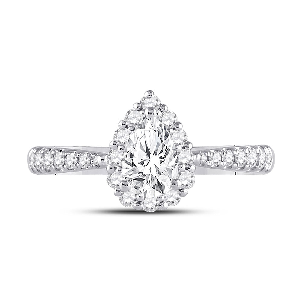 14kt White Gold Pear Diamond Solitaire Bridal Wedding Engagement Ring 1 Cttw