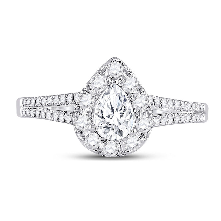 14kt White Gold Pear Diamond Solitaire Bridal Wedding Engagement Ring 1 Cttw