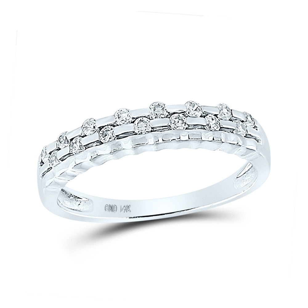 14kt White Gold Womens Round Diamond Band Ring 1/4 Cttw