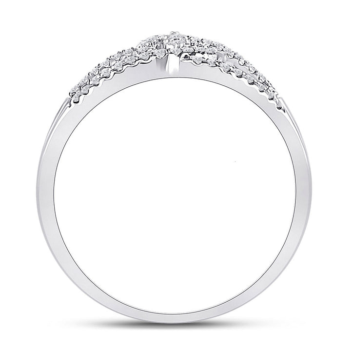 14kt White Gold Womens Round Diamond Fashion 3-stone Ring 1/5 Cttw