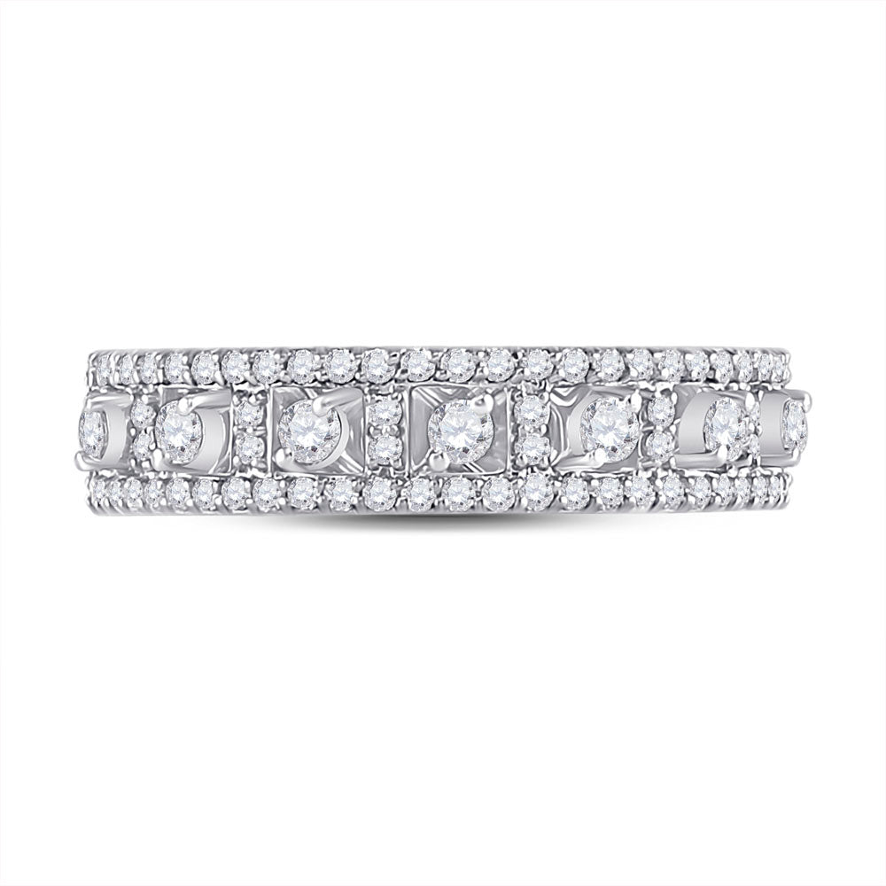 14kt White Gold Womens Round Diamond Anniversary Band Ring 5/8 Cttw