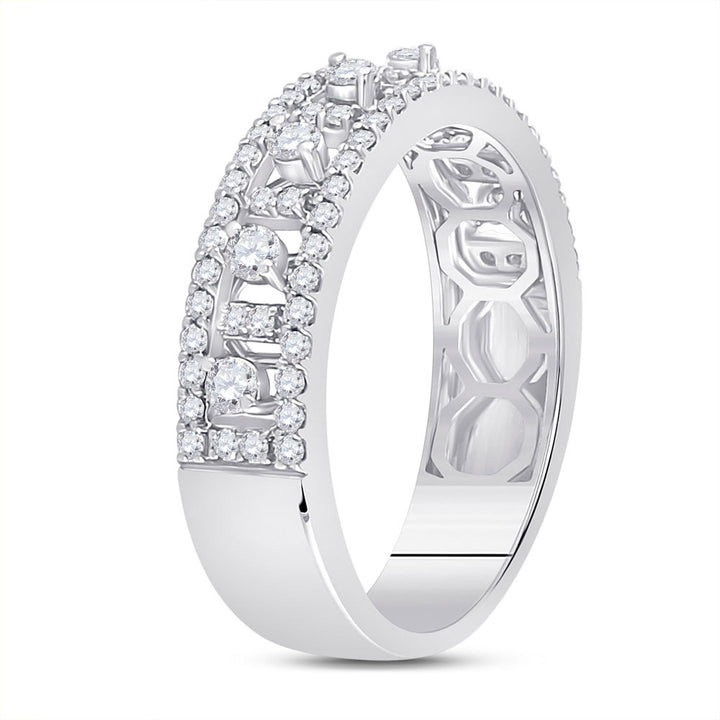 14kt White Gold Womens Round Diamond Anniversary Band Ring 5/8 Cttw