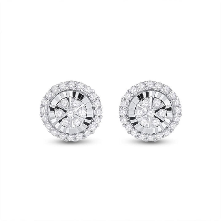 14kt White Gold Womens Round Diamond Cluster Earrings 1/4 Cttw