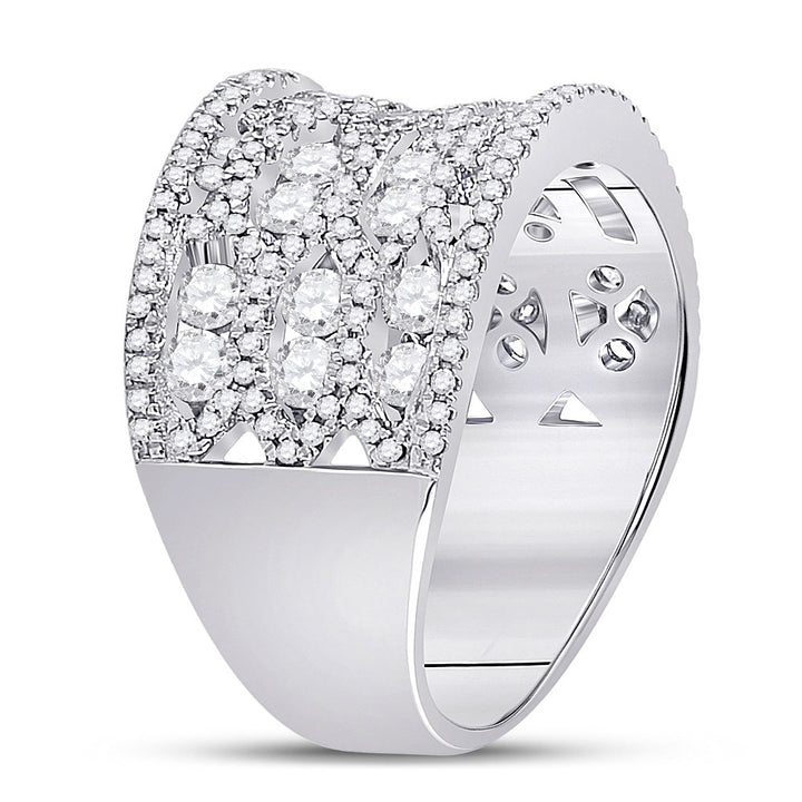 14kt White Gold Womens Round Diamond Right Hand Cocktail Ring 1-3/4 Cttw