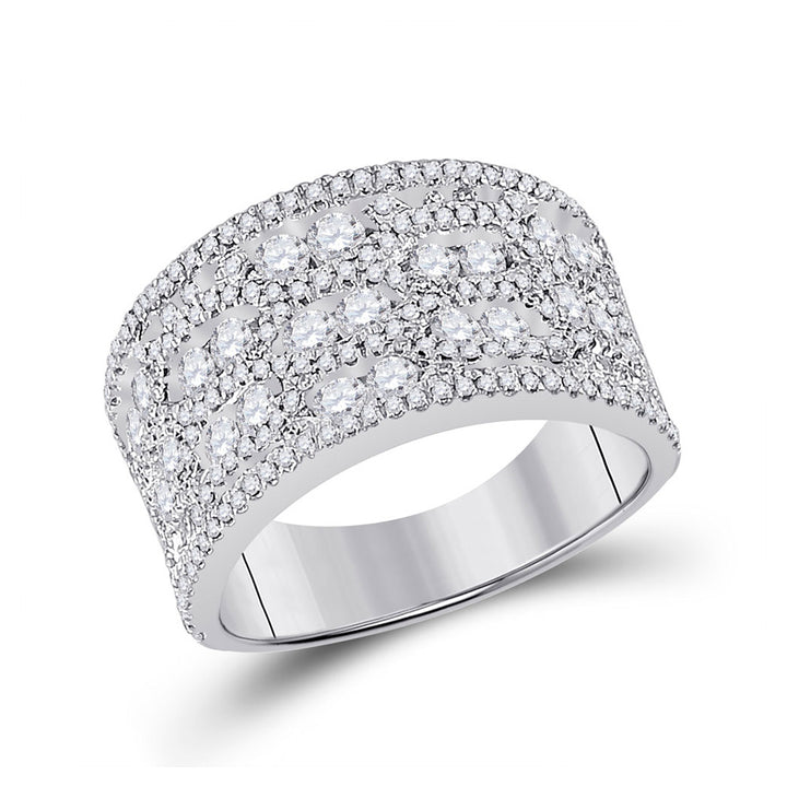 14kt White Gold Womens Round Diamond Right Hand Cocktail Ring 1-3/4 Cttw