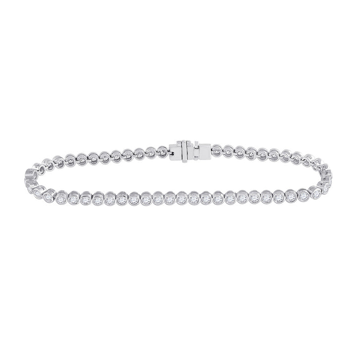 14kt White Gold Womens Round Diamond Milgrain Tennis Bracelet 2-7/8 Cttw