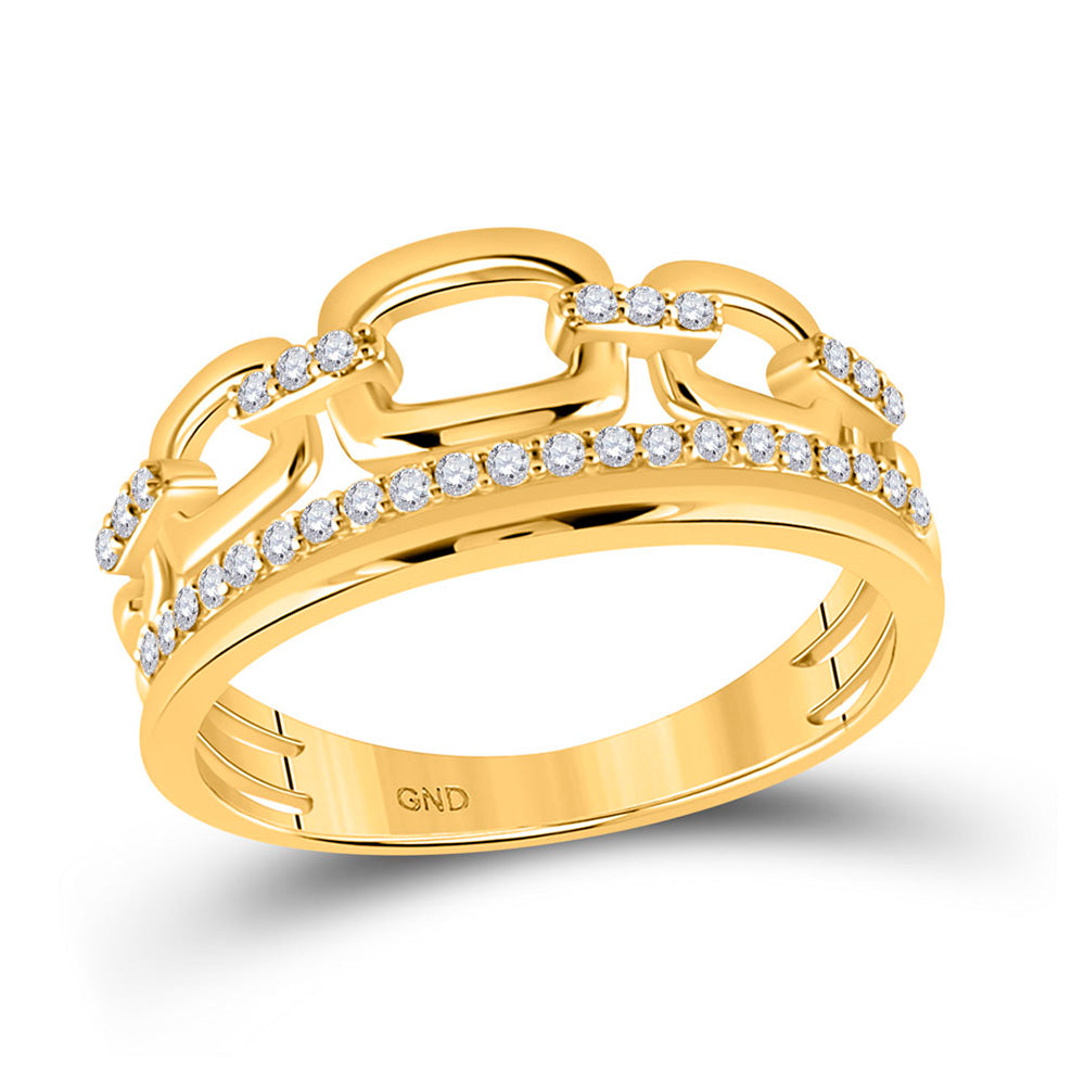 14kt Yellow Gold Womens Round Diamond Chain Link Fashion Ring 1/4 Cttw