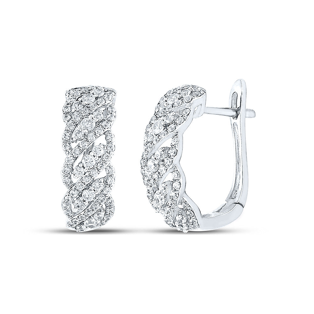 14kt White Gold Womens Round Diamond Cascading Hoop Earrings 5/8 Cttw