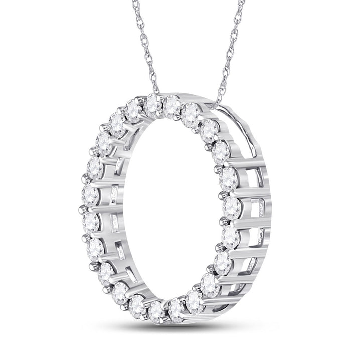 14kt White Gold Womens Round Diamond Circle Pendant 1/4 Cttw