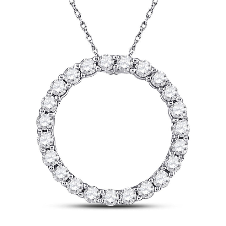 14kt White Gold Womens Round Diamond Circle Pendant 1/4 Cttw