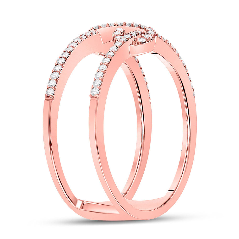 10kt Rose Gold Womens Round Diamond Negative Space Infinity Ring 1/5 Cttw