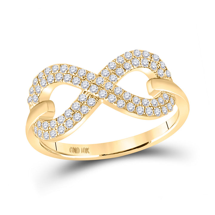 10kt Yellow Gold Womens Round Diamond Infinity Ring 1/3 Cttw