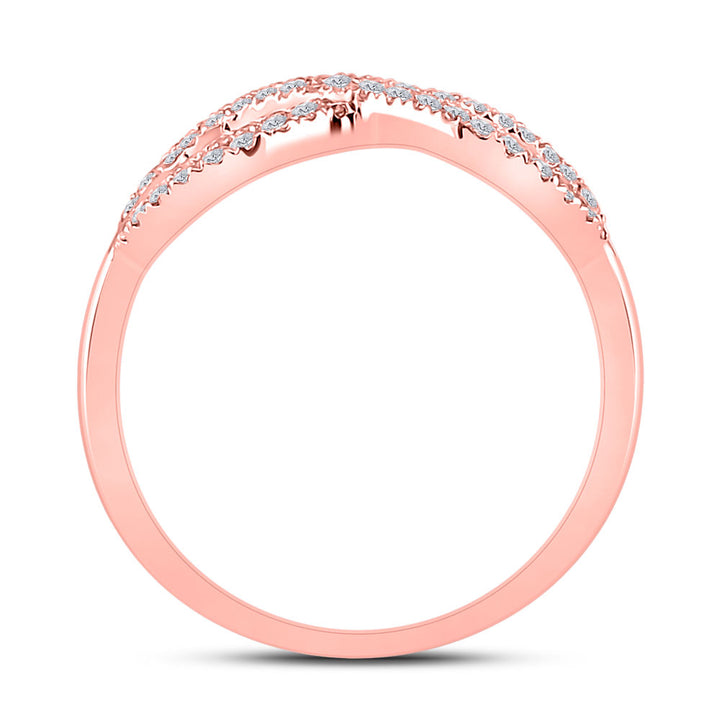 10kt Rose Gold Womens Round Diamond Fashion Infinity Ring 1/3 Cttw