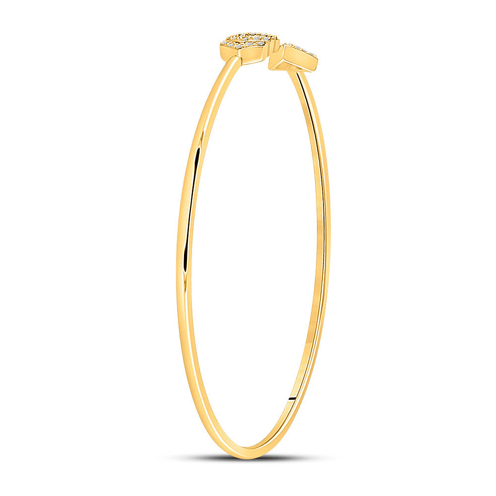 10kt Yellow Gold Womens Round Diamond Arrow Bangle Bracelet 1/10 Cttw