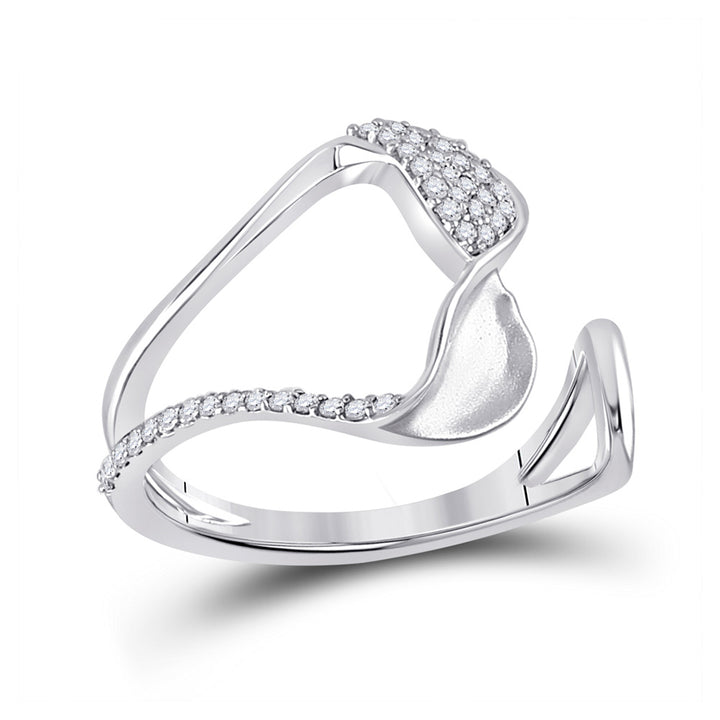 14kt White Gold Womens Round Diamond Abstract Fashion Ring 1/5 Cttw