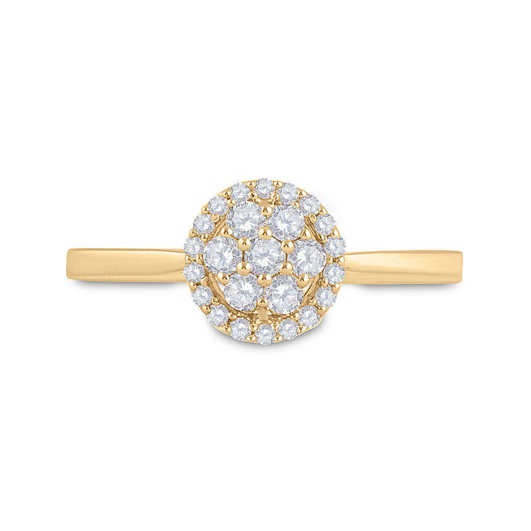 14kt Yellow Gold Womens Round Diamond Halo Flower Cluster Ring 1/3 Cttw