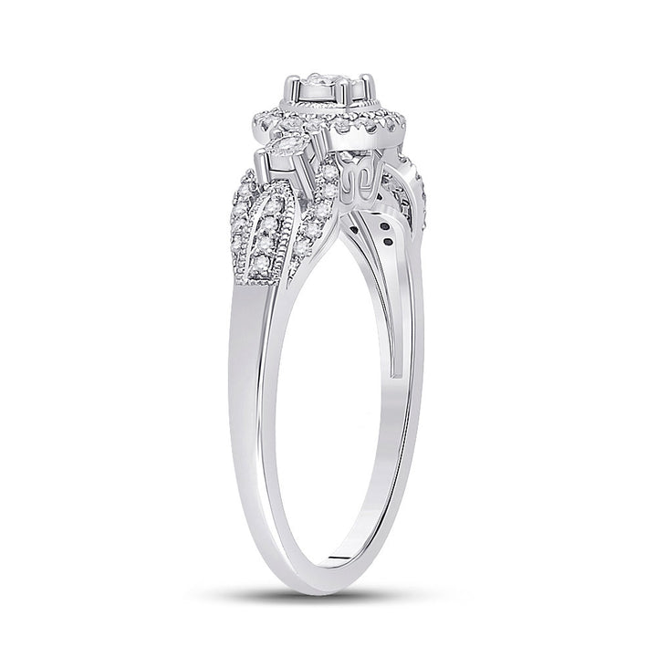 14kt White Gold Womens Round Diamond 3-stone Ring 1/4 Cttw