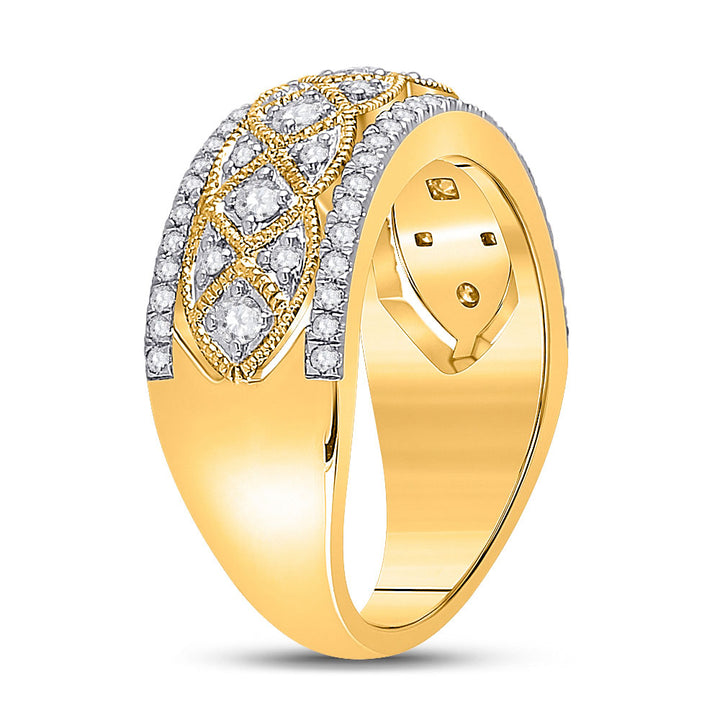 14kt Yellow Gold Womens Round Diamond Band Ring 1/2 Cttw