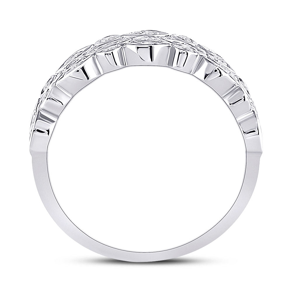 14kt White Gold Womens Round Diamond Oval Dot 3-Row Fashion Ring 3/4 Cttw