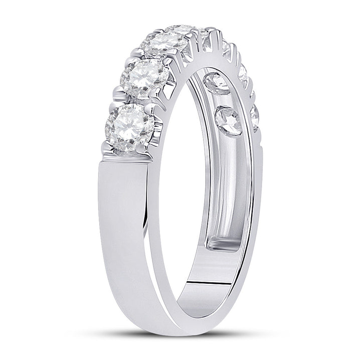 14kt White Gold Womens Round Diamond Single Row Band Ring 1 Cttw