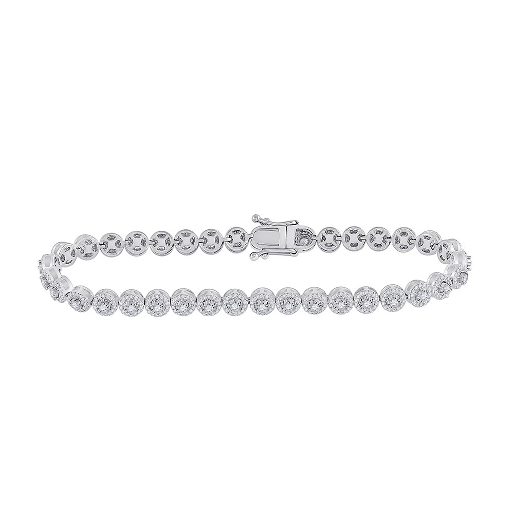 14kt White Gold Womens Round Diamond Tennis Bracelet 2 Cttw