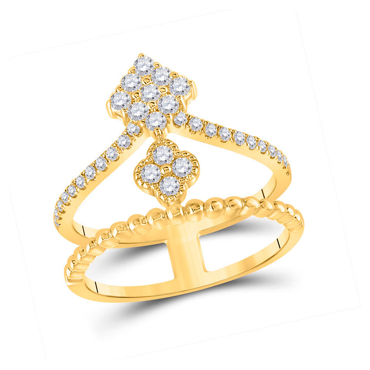 10kt Yellow Gold Womens Round Diamond Offset Square Fashion Ring 1/2 Cttw