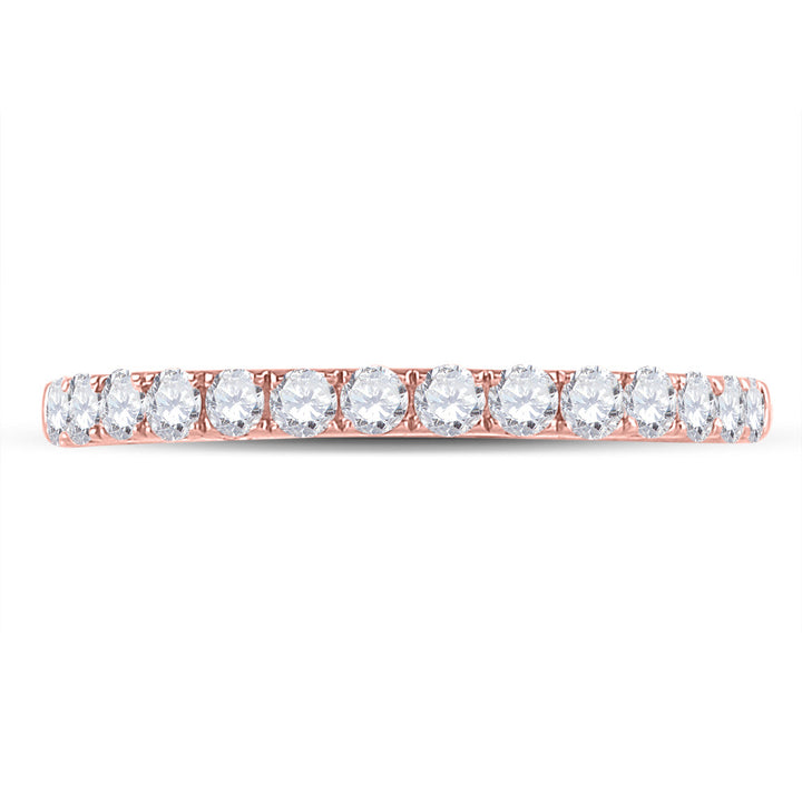 10kt Rose Gold Womens Round Diamond Wedding Single Row Band 1/2 Cttw